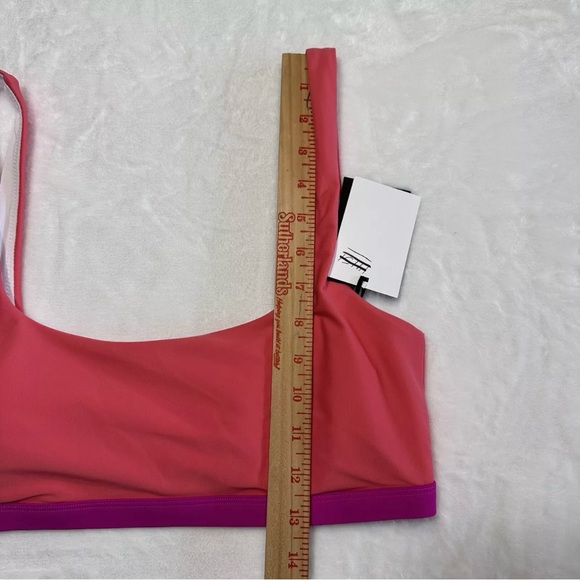 DKNY Bikini Swim Top Size L Pink Purple Band Logo Charm Padded New With Tags - Picture 13 of 14